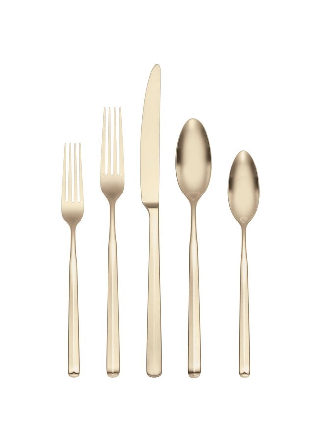 Oneida Ryder Satin Champagne Piece Flatware Set, 20 Count, Metallic - Image 1