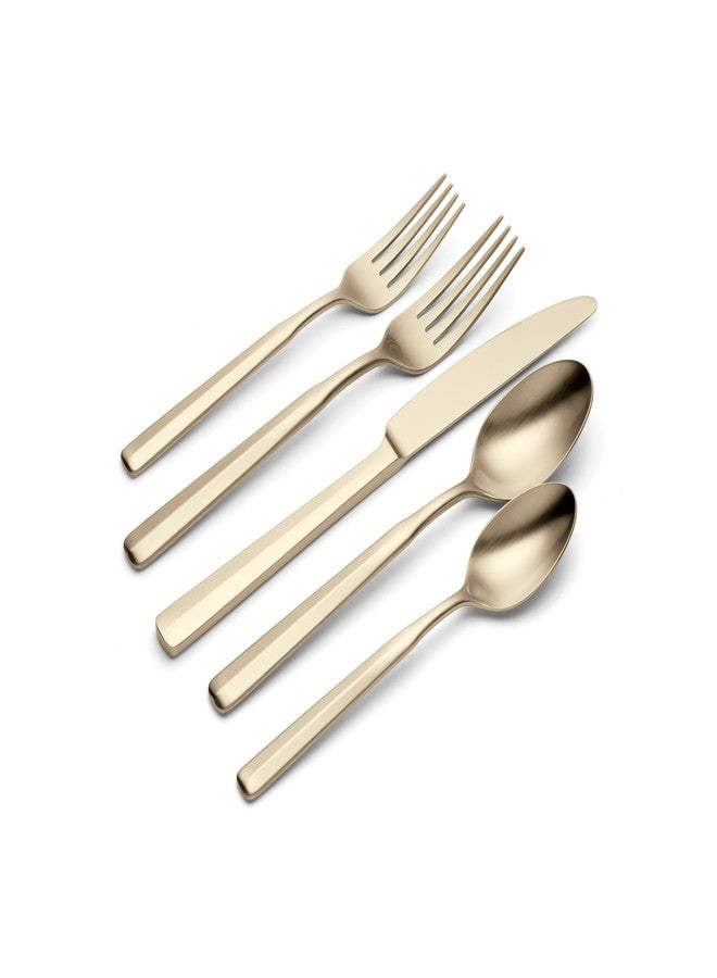 Oneida Ryder Satin Champagne Piece Flatware Set, 20 Count, Metallic - Image 3