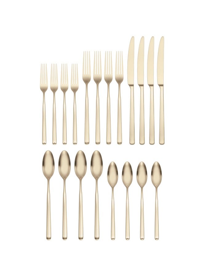 Oneida Ryder Satin Champagne Piece Flatware Set, 20 Count, Metallic - Image 2