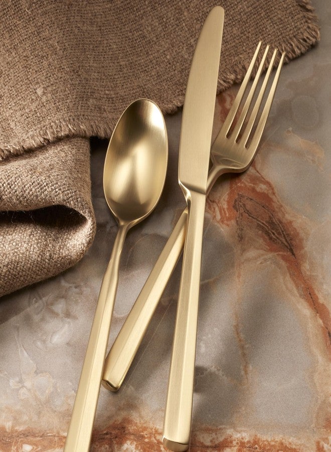 Oneida Ryder Satin Champagne Piece Flatware Set, 20 Count, Metallic - Image 4