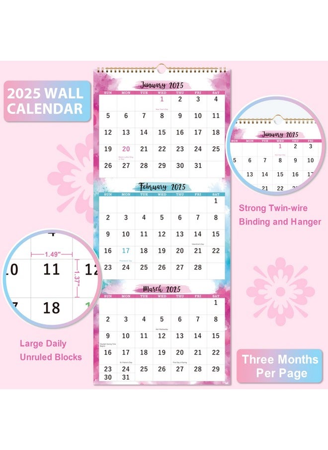 بولوما - تقويم 2025 - تقويم حائطي لمدة 3 أشهر 2025 (مطوي في شهر)، يناير 2025 - ديسمبر 2025، 11 بوصة × 26 بوصة، تقويم عمودي مع ورق سميك، تقويم حائط 2025 مثالي للتنظيم والتخطيط - Image 1