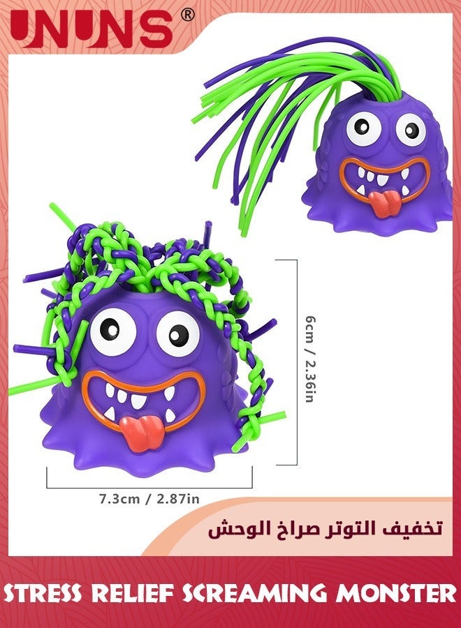يو إن يو إن أس 4 Pcs Party Favors For Kids,Stress Relief Screaming Monster Pull Its Hair Toys,Anti Anxiety Toys,Venting Novelty Toys,Different Screams Made Sensory Gift 3 5 6 7+ Kids Teens Boys Girls - Image 2
