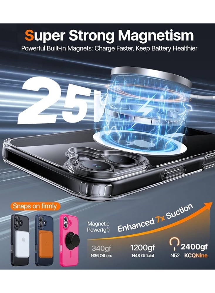 ريتي غطاء ايفون 17 المغناطيسي – شفاف مقاوم للصدمات، نحيف، قبضة مريحة مقاومة للانزلاق، متوافق مع MagSafe، حماية من الصدمات والكاميرا والشاشة، غطاء هاتف متين - Image 2