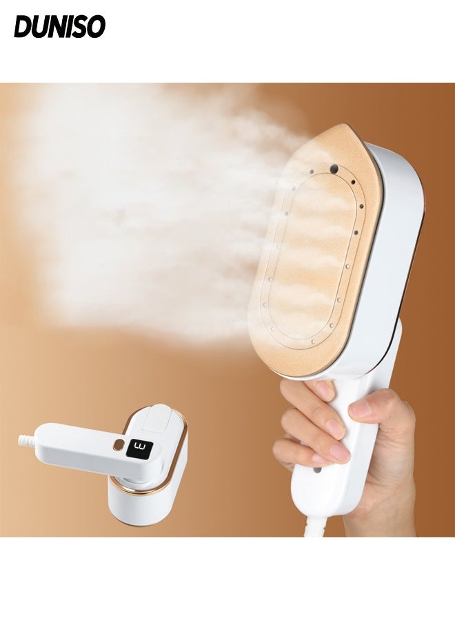 DUNISO Steamer Iron, 180° Rotating Handheld Steam Iron with LED display, Portable Mini Clothes Steamer for Travel, 3 Levels of Steam Output，Space Saving，for Home，Office & Travel，1200W - Image 1