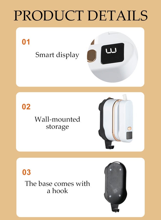 DUNISO Steamer Iron, 180° Rotating Handheld Steam Iron with LED display, Portable Mini Clothes Steamer for Travel, 3 Levels of Steam Output，Space Saving，for Home，Office & Travel，1200W - Image 3