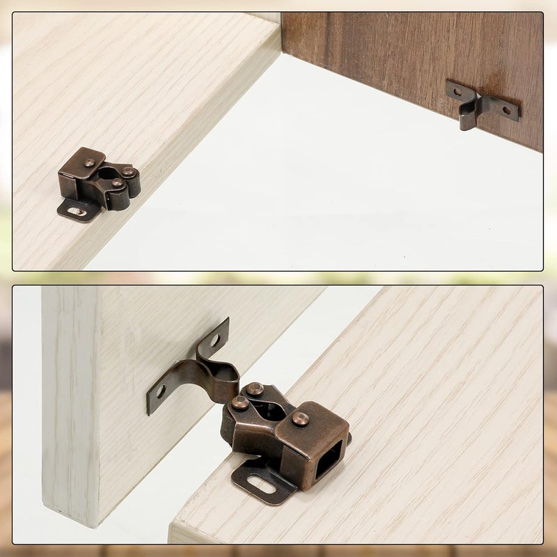 Bonuci 20 Pcs Cabinet Door Latch and Catch Hardware Double Roller Catch Cabinet Latches with Spear Strike for Closet Doors Kitchen (Brown Antique Copper) - Image 5