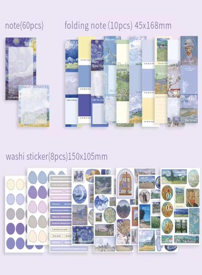 yifely Paper Vintage Aesthetic Scrapbook Kit Scrapbooking Supplies Kit with Bullet Junk Journal,Stationery,A6 Grid Notebook with Graph Ruled Page DIY Journaling Gift for (The Starry Night) - Image 3