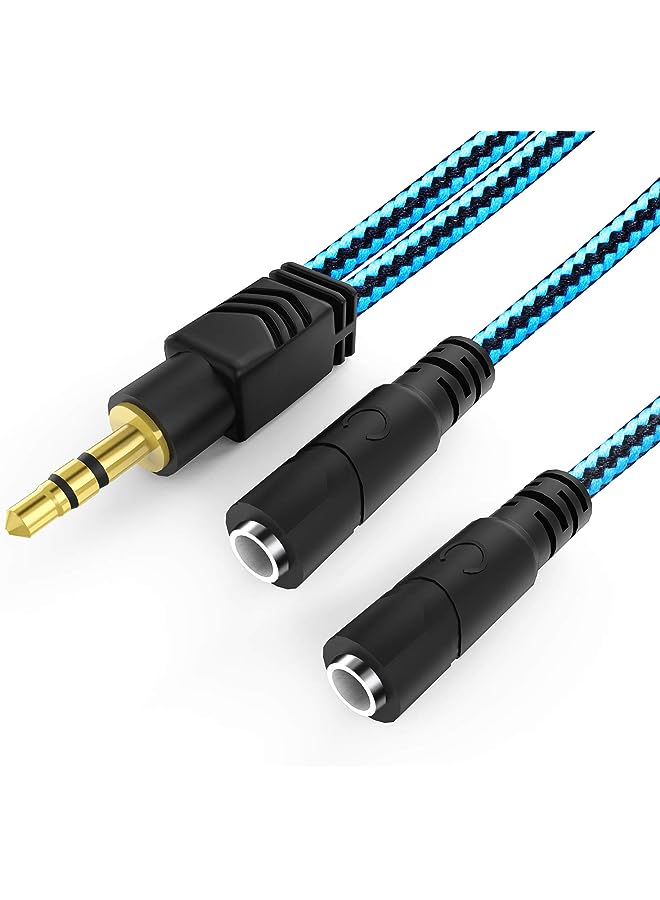 ENVEL Splitter 2 Way, ENVEL 3.5mm Audio Y Splitter Cable 3.5mm Male to 2 Port 3.5mm Female for Earphone, Nylon-Braided,Dual Headphone and Headset Adapter Compatible for Mobile Phone,Computer,Mac - Image 1