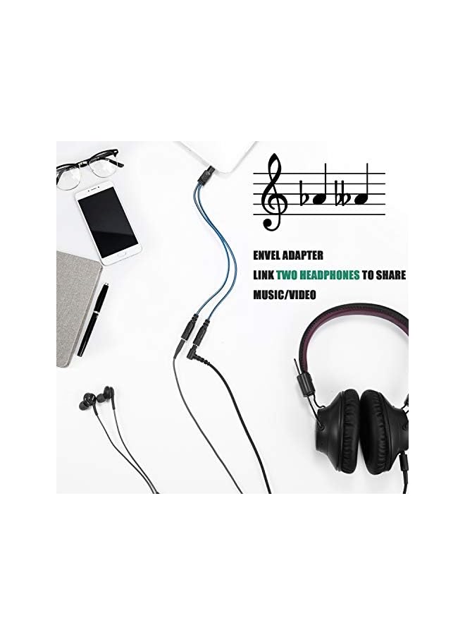 ENVEL Splitter 2 Way, ENVEL 3.5mm Audio Y Splitter Cable 3.5mm Male to 2 Port 3.5mm Female for Earphone, Nylon-Braided,Dual Headphone and Headset Adapter Compatible for Mobile Phone,Computer,Mac - Image 3