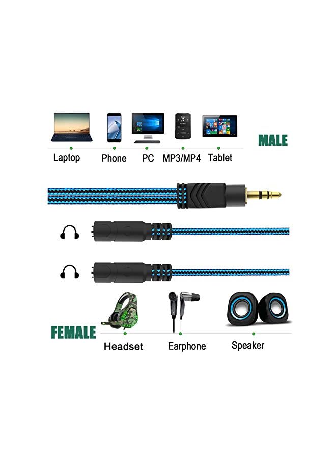 ENVEL Splitter 2 Way, ENVEL 3.5mm Audio Y Splitter Cable 3.5mm Male to 2 Port 3.5mm Female for Earphone, Nylon-Braided,Dual Headphone and Headset Adapter Compatible for Mobile Phone,Computer,Mac - Image 4