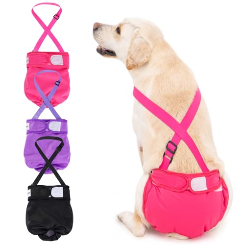 Avont 3 Pack Avont Washable Female Dog Diaper with Suspender Reusable Girl Doggie Diapers for Small Medium Large Doggy in Heat Cycle Period Incontinence S - Image 1