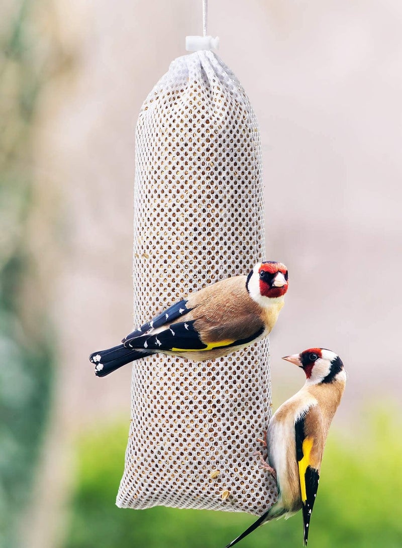 SOLARAE 6 Piece Sock Feeder, Bird Food Mesh Bag, Drawstring Bag Polyester Hex Mesh Pocket, Hanging Feed Mesh Bag Spot Bird Food Bag, Instant Seed Bag Feeder - Image 2