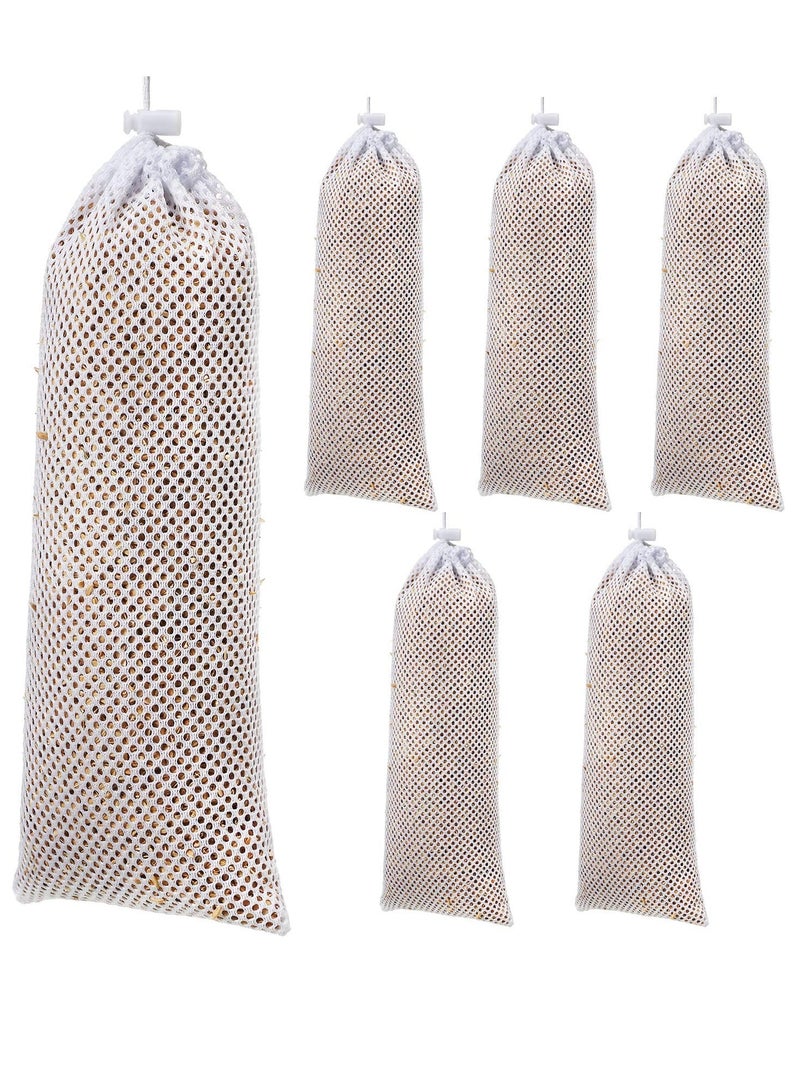 SOLARAE 6 Piece Sock Feeder, Bird Food Mesh Bag, Drawstring Bag Polyester Hex Mesh Pocket, Hanging Feed Mesh Bag Spot Bird Food Bag, Instant Seed Bag Feeder - Image 4