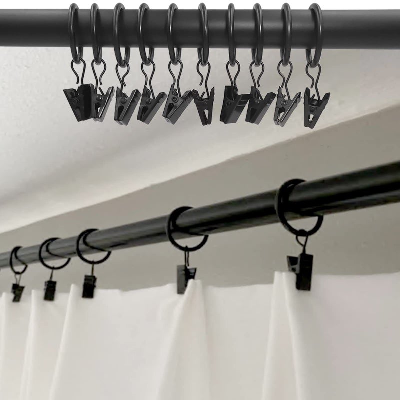 38 Pcs Curtain Hooks With Clips For Drapes Hanging 1 Inch Inner Diameter For Bars Cafes Meeting Rooms Bedrooms - Image 5