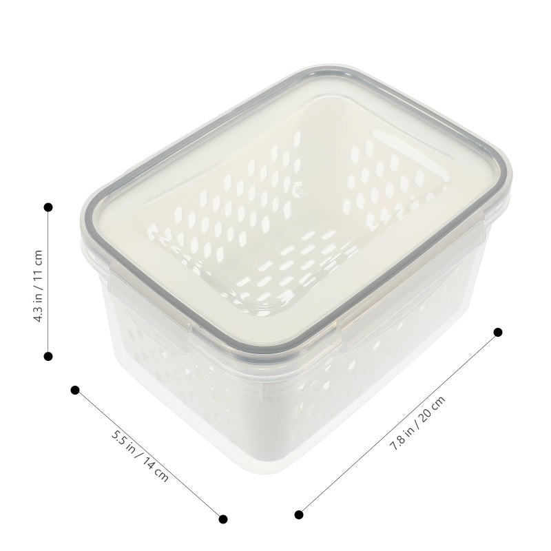 Large Capacity 1750ml Refrigerator Storage Box Set with Sealed Lid and Drain Basket - Image 3