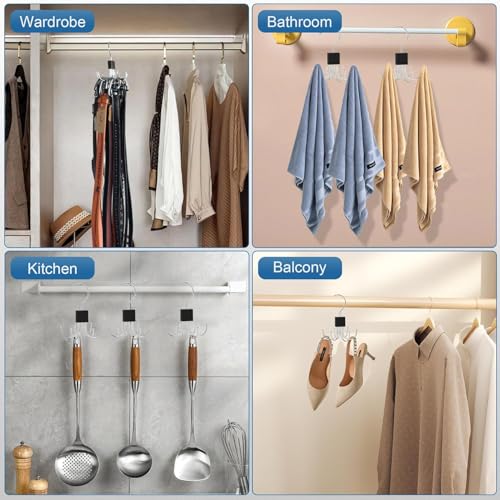 MosQuick® Set of 2 Belt Organiser for Wardrobe Stainless Steel 6 Hooks 360 Degree Rotating tie Organiser for Men Wardrobe Organizer for Storage Multipurpose Hanging Hooks for Bags Belts Scarves tie - Image 5