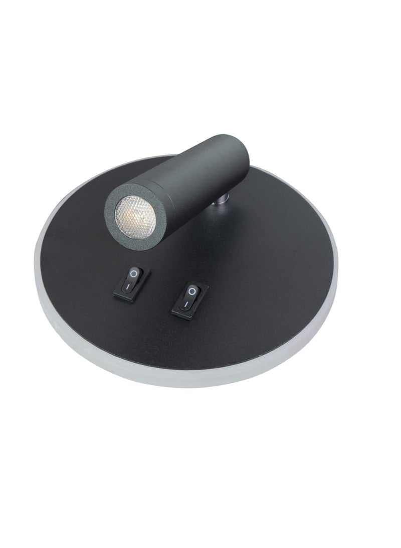 عام أدى الجدار مصباح ، السرير قراءة الجدار مصباح ، 12 واط أدى الجدار قراءة مصباح ، 3 واط + 9 واط قابل للتعديل الأضواء ، 3000 كيلو ضوء دافئ ، أسود جولة - Image 3