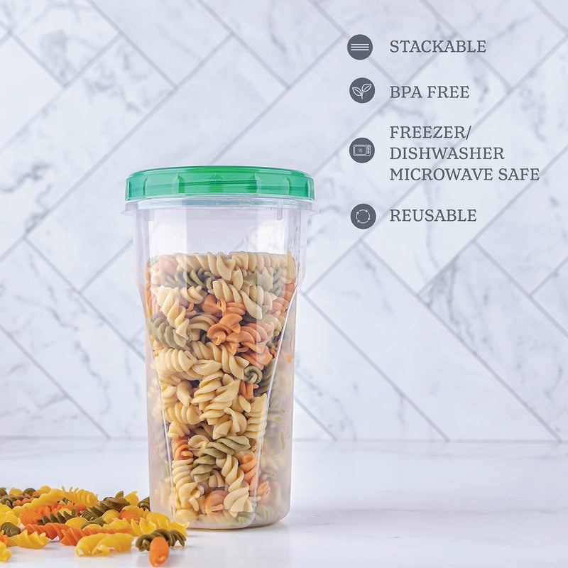 PLASTICPRO 48 Ounce Twist Top Deli Containers Clear bottom With Green Top Twist on Lids Reusable, Stackable, Food Storage Freezer Container Pack of 4 - Image 5