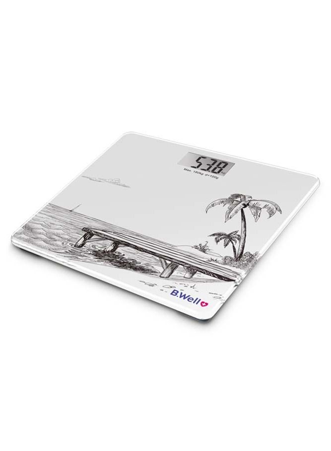 B.Well Swiss PRO-165 ميزان الوزن الشخصي الإلكتروني باللون الأبيض  - Image 2
