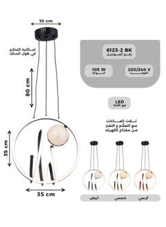 Best Power Modern LED Pendant 6123-2 – 3 Lighting Levels, 105W, Adjustable Height (80cm) – Sleek & Stylish LED Hanging Light for Living Room, Dining Room & More  - Image 3