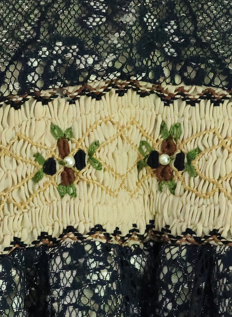 كيدابهو فستان أطفال سموكيد للبنات - أناقة الدانتيل الأزرق - Image 3