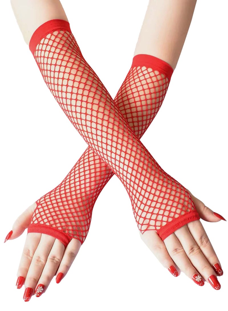 Fishnet Gloves for Women |amazingEGP| and Girls Long Mesh Fingerless Gloves In Theme Party Costume Accessories
