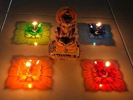 Prokart ProKart Transparent 3D Reflection Shadow Diya for Festivals Special Reusable Colourful Decorative Diwali Oil Diya Multi Color Pack of 12 - Image 2