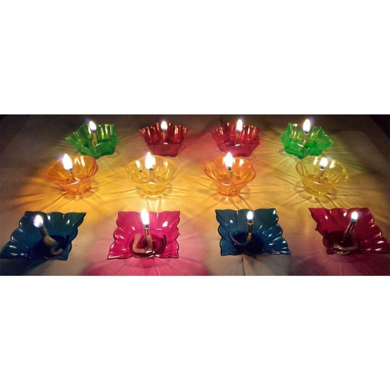 Prokart ProKart Transparent 3D Reflection Shadow Diya for Festivals Special Reusable Colourful Decorative Diwali Oil Diya Multi Color Pack of 12 - Image 5