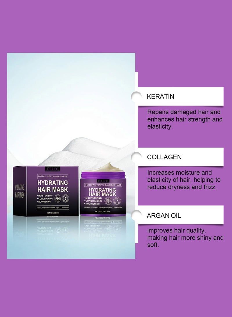EELHOE Hydrating Hair Mask Damaged Hair, Hair Moisturizing Conditioning Nourishing Mask for Frizzy, Dry, Damaged Hair, 100g - Image 2