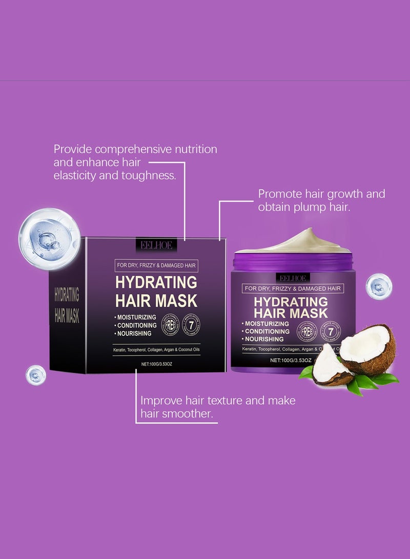 EELHOE Hydrating Hair Mask Damaged Hair, Hair Moisturizing Conditioning Nourishing Mask for Frizzy, Dry, Damaged Hair, 100g - Image 3