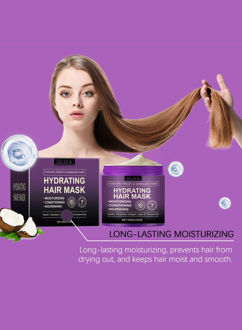 EELHOE Hydrating Hair Mask Damaged Hair, Hair Moisturizing Conditioning Nourishing Mask for Frizzy, Dry, Damaged Hair, 100g - Image 4