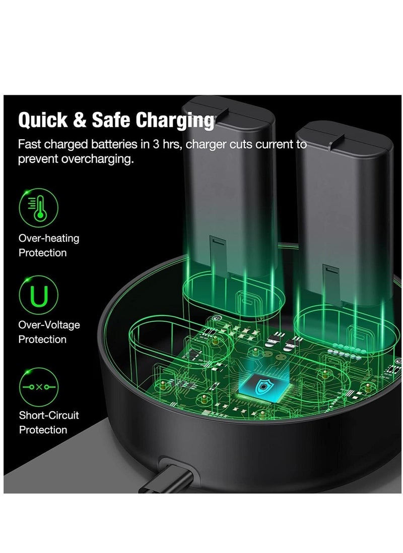 Rechargeable Battery Pack for DMG Xbox Battery Pack One/X/S/Xbox One Elite/Xbox Series X/Xbox Series S with 4 x 1200mAh USB Xbox One Battery Charger, Fast Charge, LED Indicator