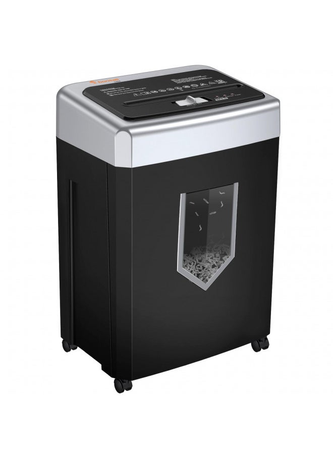 Bonsaii 15-Sheet Office Paper Shredder, 40 Mins Heavy Duty Shredder for Home Office, Crosscut Shreder with Anti-Jam System & P-4 High Security Supports CD/Credit Cards/Staple,5 Gal Pullout Bin C169-B