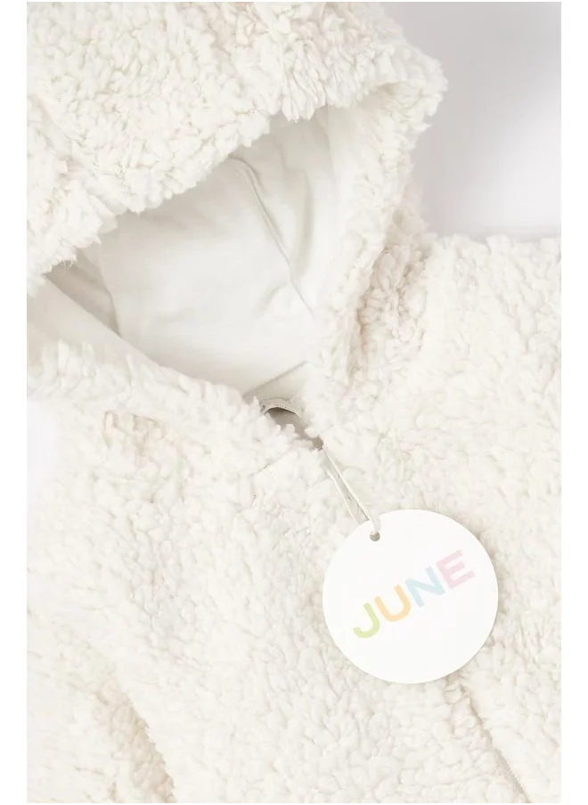 JUNE June Baby Plush Coat Ecru
