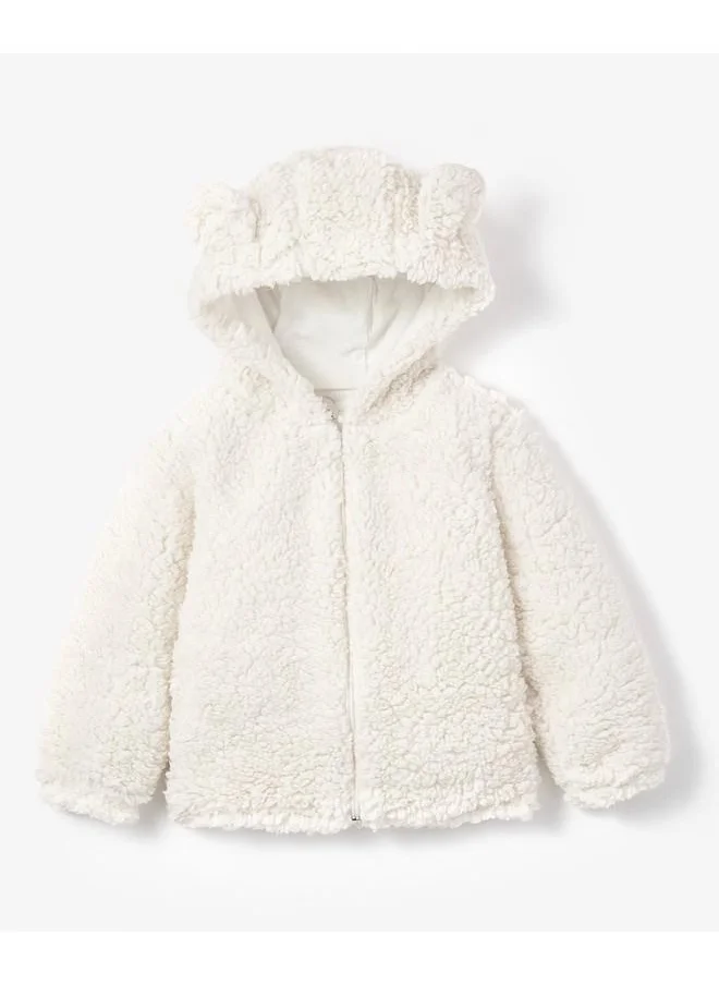 جون June Baby Plush Coat Ecru