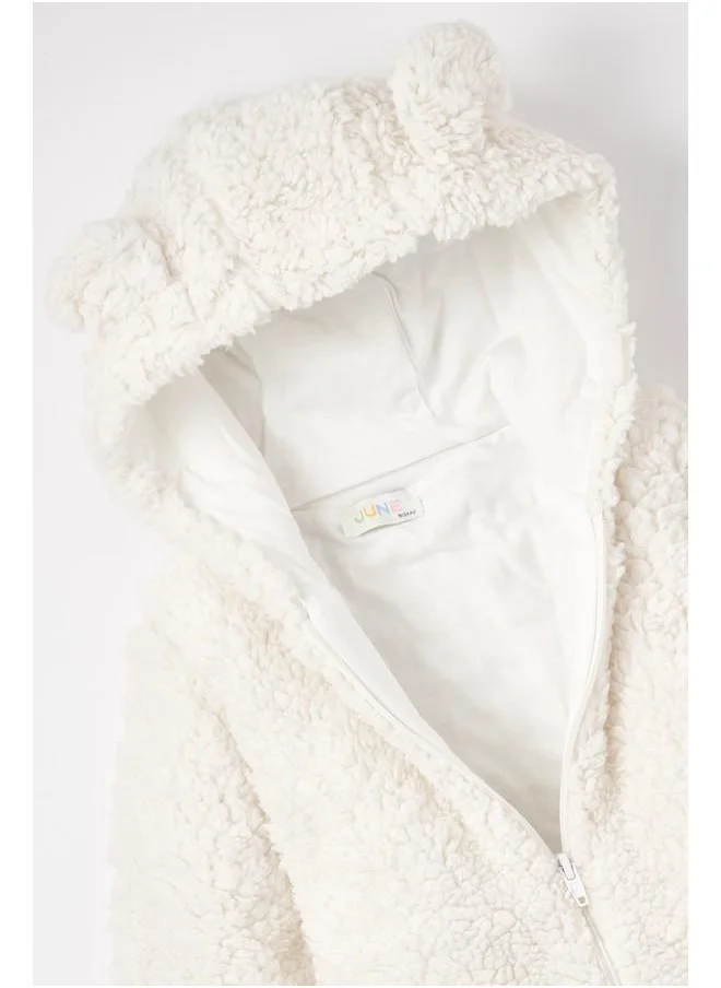 JUNE June Baby Plush Coat Ecru