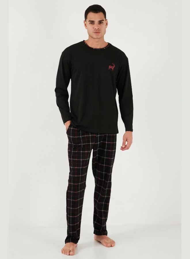 Buratti  Buratti Cotton Regular Fit Crew Neck Plaid Pajama Set Men's Pajama Set 6574001 for Men | Best Price UAE