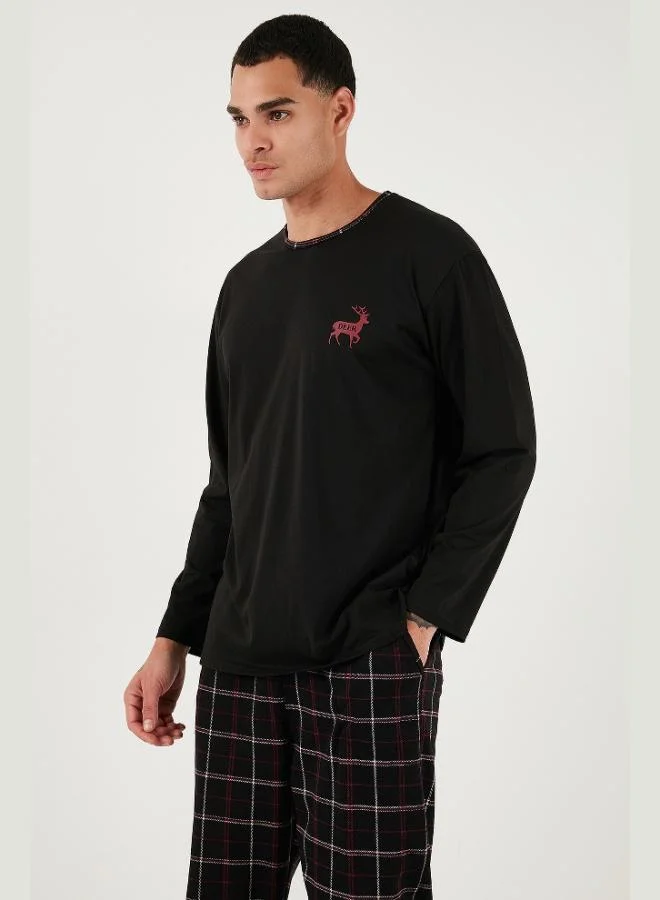 Buratti  Buratti Cotton Regular Fit Crew Neck Plaid Pajama Set Men's Pajama Set 6574001 for Men | Best Price UAE