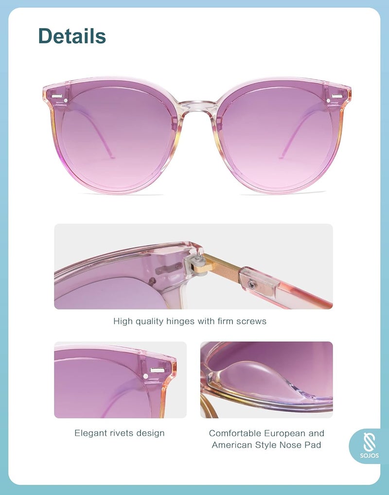 Sojos Sunglasses Womens Trendy 2025 Classic Round Retro Vintage Shades Large Frame Sunnies SJ2067 - Image 4