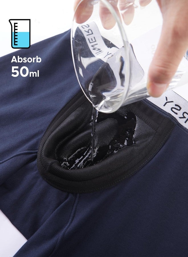 INNERSY Men's Reusable Incontinence Underwear Bladder Leak Cotton Boxer Briefs 1-Pack(Large,Dark Blue - Image 3