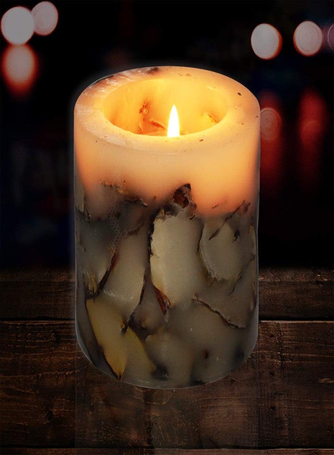 Stone & Feather, Lemon Grass Botanical Pillar Scented Candle, Size-3x3 inches for Home Decoration, Gift, Diwali, Meditation, Anniversary