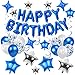 SPFYunion 56 PCS Happy Birthday Balloons Happy Birthday Banner Silver and Black Balloons for Boys Men Girls Women 16th 18th 20th 21st 25th 30th 40th 50th 60th Birthday Party Decorations Blue - Image 2