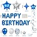 SPFYunion 56 PCS Happy Birthday Balloons Happy Birthday Banner Silver and Black Balloons for Boys Men Girls Women 16th 18th 20th 21st 25th 30th 40th 50th 60th Birthday Party Decorations Blue - Image 4