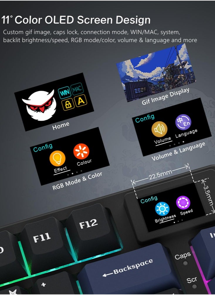 Womier - S-K80 75% Keyboard with Color OLED Display Mechanical Gaming Keyboard, Hot Swappable Keyboard, Gasket Mount RGB Custom Keyboard - Image 1