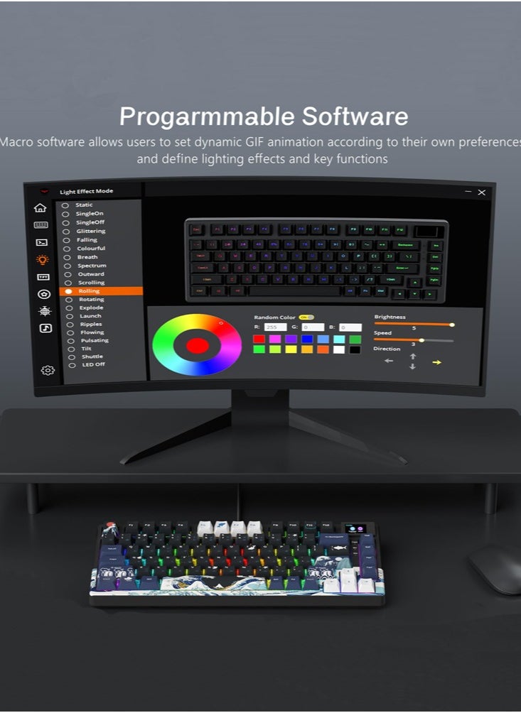 Womier - S-K80 75% Keyboard with Color OLED Display Mechanical Gaming Keyboard, Hot Swappable Keyboard, Gasket Mount RGB Custom Keyboard - Image 1
