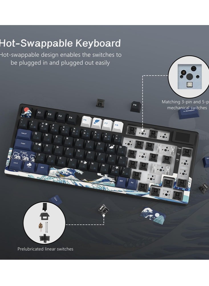 Womier - S-K80 75% Keyboard with Color OLED Display Mechanical Gaming Keyboard, Hot Swappable Keyboard, Gasket Mount RGB Custom Keyboard - Image 1