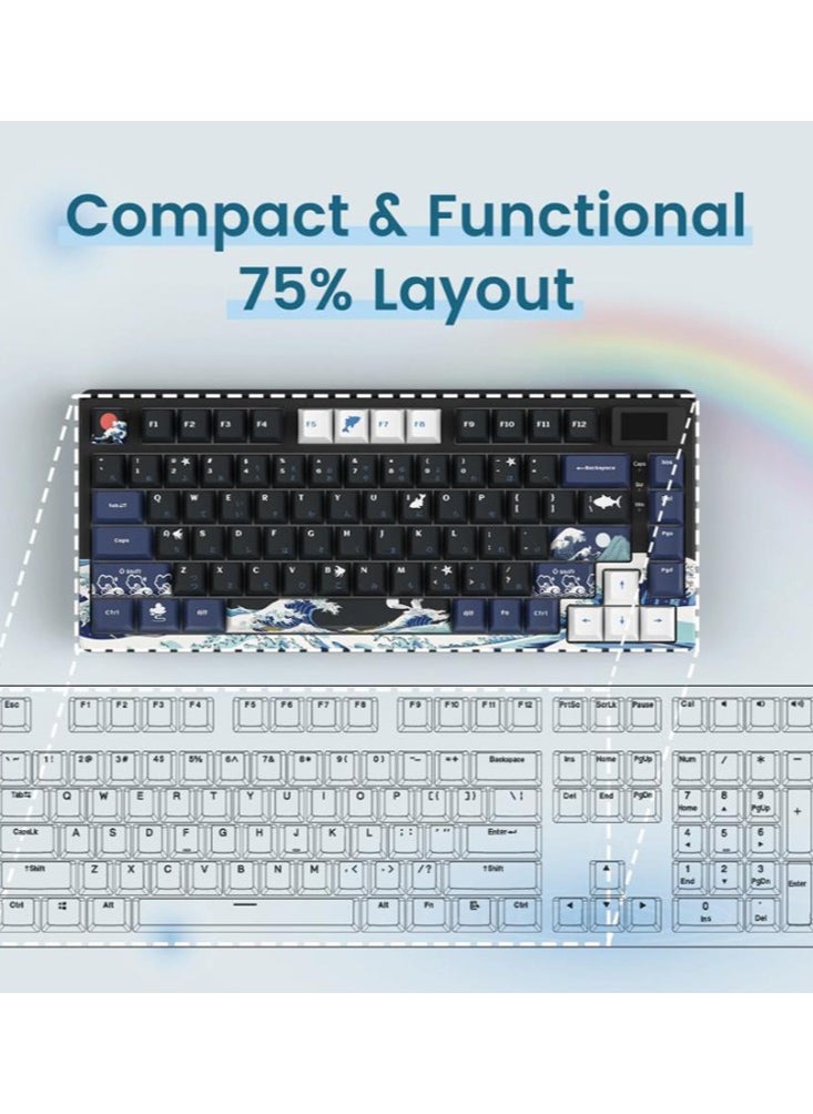 Womier - S-K80 75% Keyboard with Color OLED Display Mechanical Gaming Keyboard, Hot Swappable Keyboard, Gasket Mount RGB Custom Keyboard - Image 1