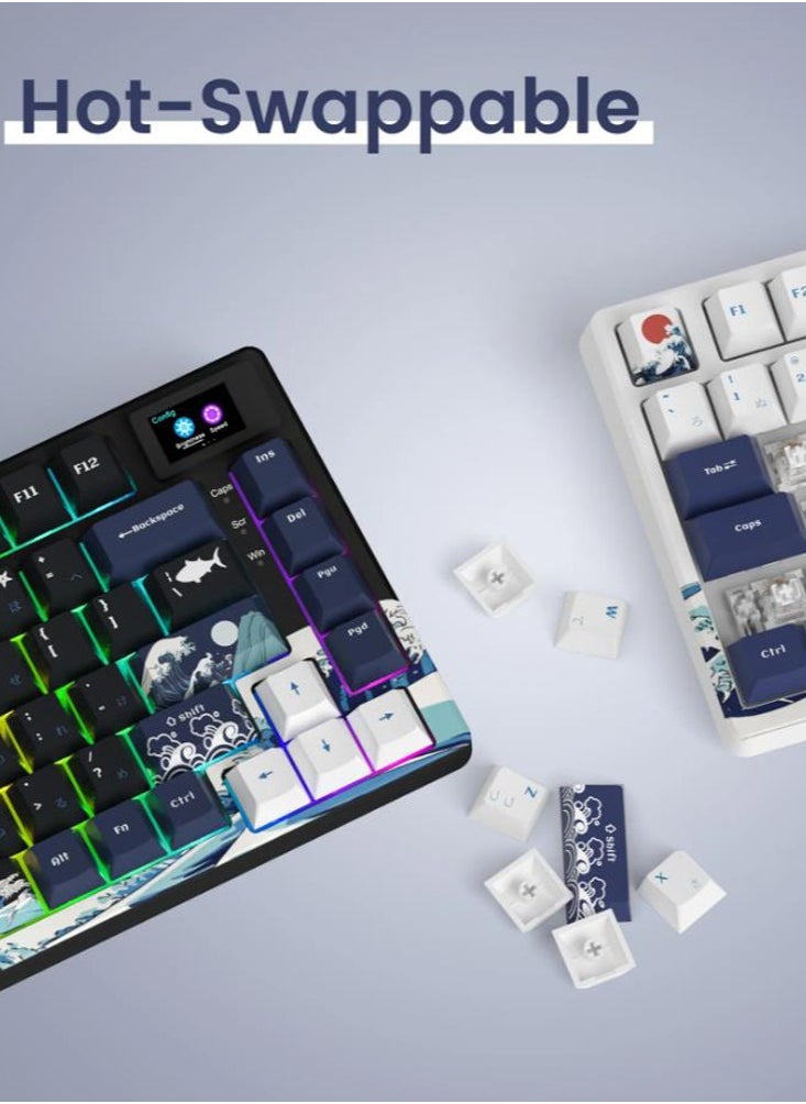 Womier - S-K80 75% Keyboard with Color OLED Display Mechanical Gaming Keyboard, Hot Swappable Keyboard, Gasket Mount RGB Custom Keyboard - Image 1
