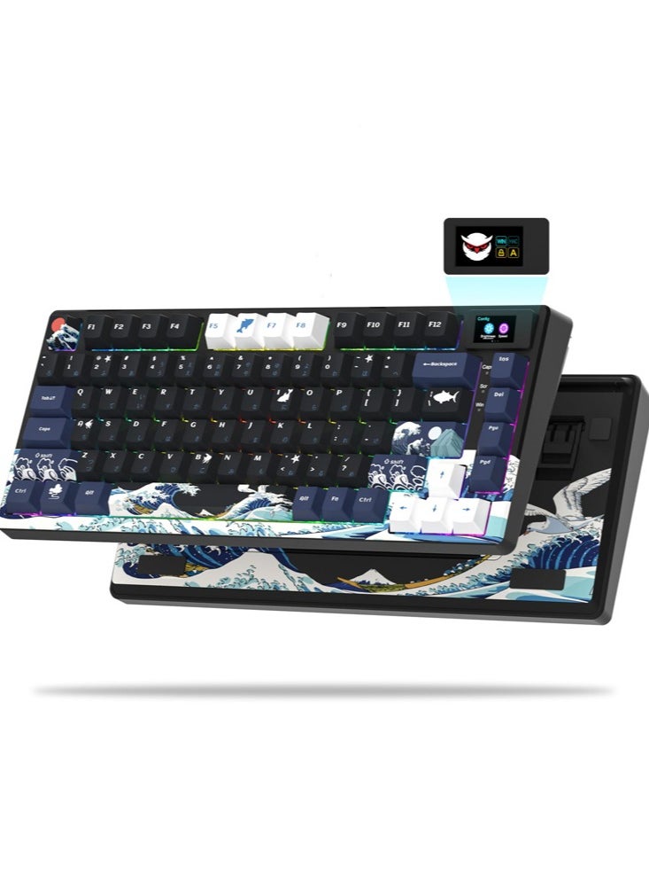 Womier - S-K80 75% Keyboard with Color OLED Display Mechanical Gaming Keyboard, Hot Swappable Keyboard, Gasket Mount RGB Custom Keyboard - Image 1