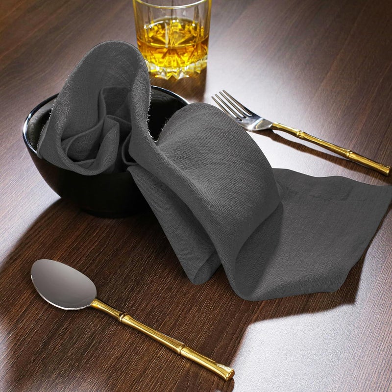 Native Fab Gray Linen Napkins  Set of 4100 Pure Belgian Linen  18x18 Inch  Soft Absorbent Washable Fabric  Reusable Table Napkins for Dinner Lunch Wedding Events Celebrations  Grey - Image 2